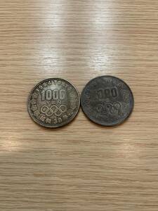 *1989 東京オリンピック 1000円銀貨 2枚 おまとめ 千円 TOKYO 昭和39年 