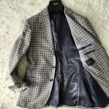 美品 Lサイズ メイル&コー【圧巻の高級感】MALE&CO テーラードジャケット ウール ANGELICO生地 チェック 起毛 冬 本切羽 千鳥格子柄 968_画像1