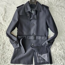 極美品 ライナー付き バーバリーブラックレーベル トレンチコート【圧倒的高級感】BURBERRY BLACK LABEL ウール チェック ロング ベルト 31_画像2