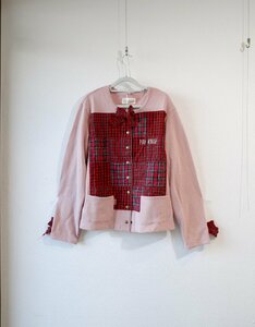 * tag have unused 2023 year Pink House * tartan check patchwork using snap cardigan // regular price Y31.900* old clothes. gplus Hiroshima 2312r3