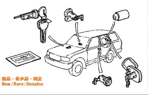 ★希少品★トヨタ純正新品★ランドクルーザー８０　ＨＤＪ８１Ｖ　ロックシリンダーセット　バックスペアタイヤキャリア付