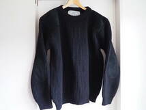 ★オールドダービーニットウェア Oldderby Knitwear コマンド セーター M★ブラック レザー★肘パッチ★ウール 本革 牛革★_画像1