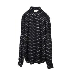 Saint Laurent Paris レーヨン オリジナルパターン シャツ 38 ブラック サンローラン KL4BUKPA29