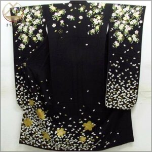 ★着物10★ 1円 逸品!! 絹 振袖 【花井幸子】金彩 袷 身丈172cm 裄72.5cm [同梱可] ☆☆☆☆☆☆