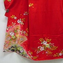 ★着物10★ 1円 絹 子供着物 女の子用 ジュニア用 七五三 七歳用 襦袢・帯・小物セット 袷 身丈130cm 裄49cm [同梱可] ☆☆☆☆_画像8