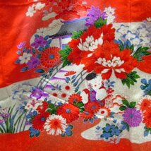 ★着物10★ 1円 絹 子供着物 女の子用 ジュニア用 金彩 帯・襦袢セット 袷 身丈137cm 裄55.5cm [同梱可] ☆☆_画像5