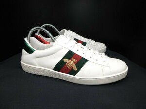 ◆本物保証◆グッチ◆GUCCI◆2023年(107,800円)◆メンズ/エース/ビー(蜂)/スニーカー/レザー/シューズ/靴/革靴/白/約26.5～27㎝★☆美品★