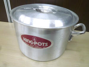 KING-POTS ストックポット 30cm アルミ製 蓋付き 半寸胴鍋 両手鍋 厨房機器 業務用 中古 中尾アルミ製作所 キングポット 苫小牧西店