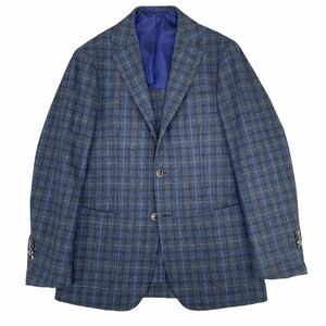 極美品◎リングヂャケット RING JACKET グレンチェックフランネルジャケット 48 ネイビーブルー 秋冬