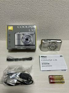 1円〜美品 Nikon COOLPIX L32 ニコン クールピクス 電池式 コンパクトデジタルカメラ シルバー 家電 カメラ 売り切り
