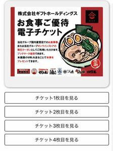 町田商店　株式会社ギフト　株主優待券4食分　有効期限2024.1.31