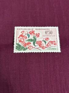  retro * old stamp gabon1961 ordinary stamp 0.5Fsi comb n. navy blue blur tsum. flower stamp *. seal less glue attaching unused passing of years storage beautiful goods 