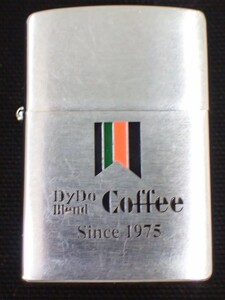 k4322 / オイル ライター Zippo DyDo Blend Coffee Since 1975 ダイドー ブレンドコーヒー シルバー たばこ 喫煙 現状品