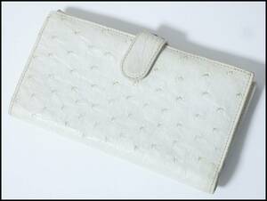 ＜本物 BOTTEGA VENETA ボッテガヴェネタ 長財布 がま口　オーストリッチ 駝鳥革 白系＞6.29.12　☆定形外290円☆