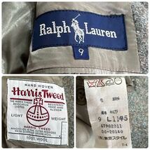 黄金コラボ Ralph Lauren Harris Tweed ラルフローレン×ハリスツイード メンズ ステンカラーコート ロング ウール L相当 ビジネス グレー_画像10