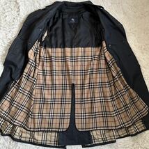 希少 美品 XL 180 カシミヤ混 バーバリーロンドン BURBERRY LONDON メンズ トレンチコート ノバチェック ライナー ロング 紺 ネイビー _画像5