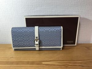 12-131 COACH コーチ 財布 長財布 ブルー 女性用 レディース 箱付き 未使用 未使用品 タグ付き