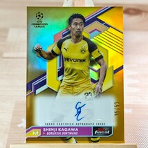 50枚限定 香川真司 2022-23 Topps Finest UEFA Champions Shinji Kagawa auto Borussia Dortmund 直筆サインカード 35/50_画像1