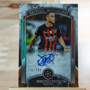 299枚限定 セルジーニョ・デスト 2022-23 Topps UCL Museum Collection Sergino Dest Auto 241/299 ACミラン 直筆サインカード