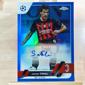 150枚限定 サンドロ・トナーリ 2022-23 Topps Finest UEFA Champions Sandro Tonali auto ACミラン 直筆サインカード 118/150