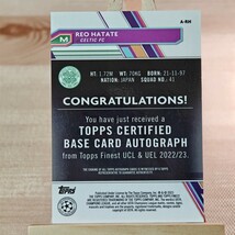 旗手怜央 2022-23 Topps Finest UEFA Champions Reo Hatate auto セルティックFC 直筆サインカード_画像2