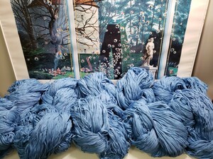 毛糸　綿　コットン100％　テープ　平面糸　ロイヤルブルー　10綛 　綛　業務用　