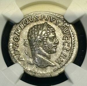 【古代ローマ銀貨】(NGC-XF 西暦198-217年 2.98g)