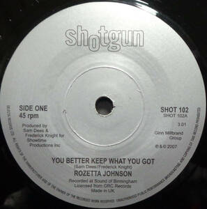 【SOUL 45】ROZETTA JOHNSON - YOU BETTER KEEP WHAT YOU GOT / MINE WAS REAL (s231223026) *未発表