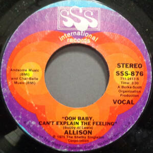 【SOUL 45】ALLISON - I GOT THE PLACE IF YOU'VE GOT THE TIME / OOH BABY CAN'T EXPLAIN THE FEELING (s231203031) 