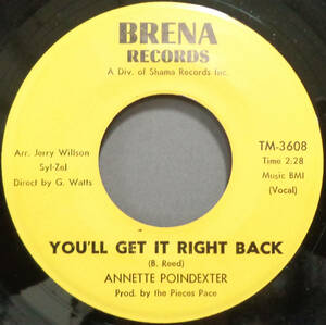 【SOUL 45】ANNETTE POINDEXTER - YOU'LL GET IT RIGHT BACK / (INSTR.) (s231215013)