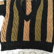 ウール セーター ハンドメイド　手編みセーター　　Ｖネックセーター　ウール100%_画像4