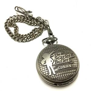[ unused goods, battery replaced ] Detective Conan . color. . circle pocket watch character watch 
