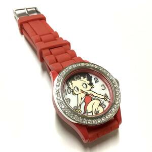 [ Vintage * new goods unused, battery replaced ]2011 year made BettyBoopbetib-pbeti Chan wristwatch character watch American Comics 
