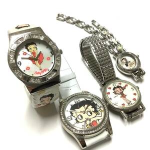 [ retro & rare ]beti Chan character watch wristwatch total 4 point operation not yet verification Junk BettyBoopbetib-pbeti*b-p