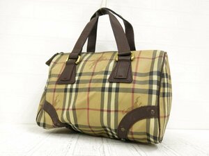 ◆美品◆BURBERRY バーバリー◆ノバチェック◆PVC カーフ レザー 本革◆ミニ ボストン ハンド バッグ◆ベージュ ブラウン G金具◆A3197