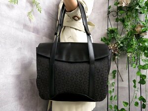 ●超美品●CELINE セリーヌ●Cマカダム柄●キャンバス カーフ レザー 本革●トート バッグ●黒●G金具●肩掛け●A4 書類 かばん●Js41974