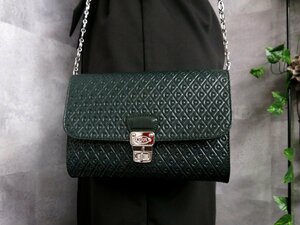 ●超美品●TOD'S トッズ●シグネチャー●カーフ レザー 本革●チェーン ショルダー バッグ●ダークグリーン●SV金具●斜め掛け●Js42617