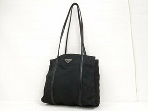 ◆美品◆PRADA プラダ◆ナイロン カーフ レザー 本革◆ショルダー トート バッグ◆ブラック SV金具◆イタリア製◆ヴィンテージ◆A3309