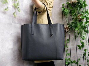 ●超美品●新品同様●TOD'S トッズ●ペーパーバッグ●ロゴ 型押し●カーフ レザー 本革●トート バッグ●ダークネイビー●A4 書類●Js42773