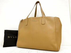 ◆美品◆BVLGARI ブルガリ◆カーフ レザー 本革◆トート バッグ◆ベージュ ゴールド金具◆肩掛け◆腕掛け◆ロゴ金具◆A3493