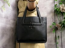 ●超美品●PRADA プラダ●BN0932●リボン モチーフ●ステッチ●カーフ レザー 本革●ハンド バッグ●黒●シルバー金具●腕掛け●Js42831_画像1