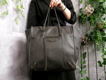 ●超美品●BALENCIAGA バレンシアガ●ザ ペーパー●カーフ レザー 本革●トート バッグ●チャコールグレー●ゴールド金具●A4●Js42672_画像2