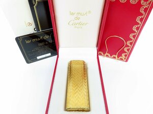 ◆超美品◆Cartier カルティエ◆マスト◆ヘリンボーン◆ローラー ガス ライター◆ゴールド◆火花確認済◆喫煙具◆A3548