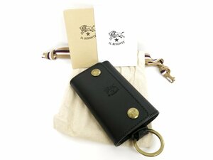 ◆未使用◆IL BISONTE イルビゾンテ◆ロゴ型押し◆カーフ レザー 本革◆6連 キーケース◆ブラック ゴールド金具◆A3562