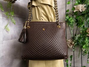 ●超美品●新品同様●BALLY バリー●タッセル●キルティング ラム レザー 本革●チェーン ショルダー バッグ●ブラウン●G金具●Js42857