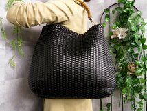 ●超美品●GUCCI グッチ●バンブー●編み込み●レザー 本革●ハンド バッグ●こげ茶●G金具●イタリア製●腕掛け●A4 書類 かばん●Js42868_画像2