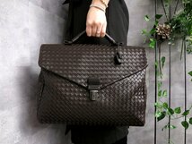 ●超美品●BOTTEGA VENETA ボッテガ ヴェネタ●メンズ●イントレチャート●レザー 本革●ビジネス バッグ●タンクブラウン●A4●Js43019_画像1