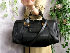 ●超美品●Chloe クロエ●アリス●カーフ レザー 本革●2way ショルダー ハンド バッグ●黒●G金具●斜め掛け●B5 書類●かばん●Js42867