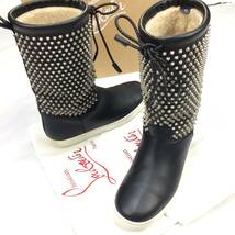 Christian Louboutin/クリスチャン ルブタン NAZA FLAT SPIKES BOOTS 本革/レザー スパイク スタッズ レザーブーツ/ムートンブーツ 42_画像2