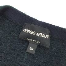 伊製 黒タグ GIORGIO ARMANI ジョルジオ アルマーニ 濃厚苔色 モスグリーン パイルニット クールネック パイルニット セーター 50=XL_画像7